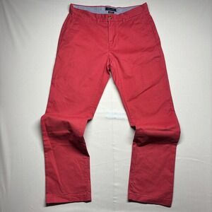 Tommy Hilfiger Men Custom Fit Red Chino Pants Size 30x30 Flat Front Casual